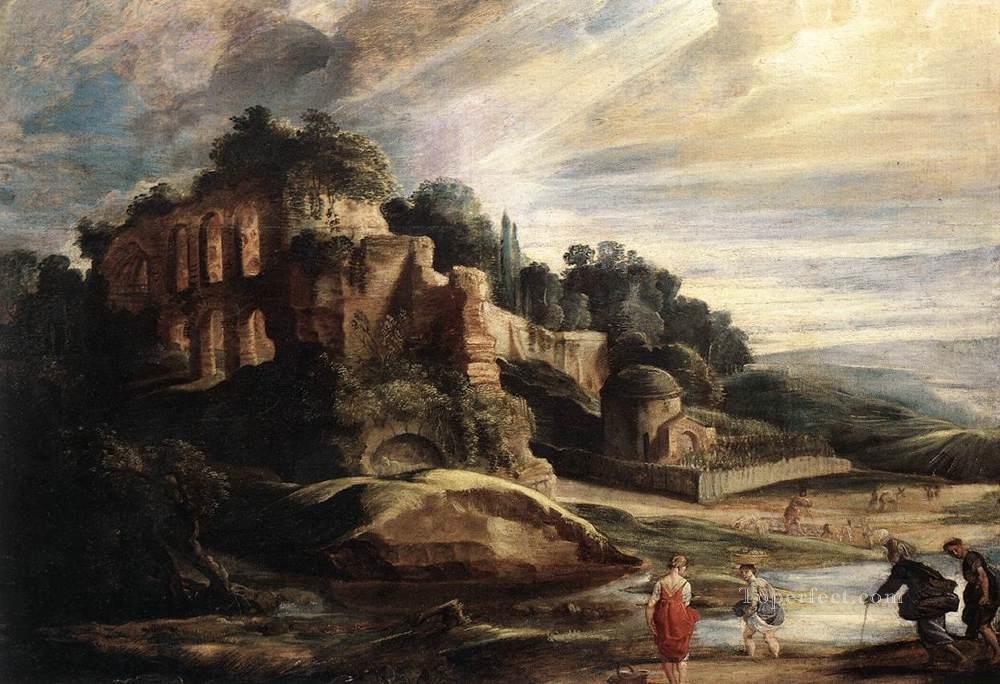 Paisaje con las ruinas del Monte Palatino en Roma Barroco Peter Paul Rubens Pintura al óleo